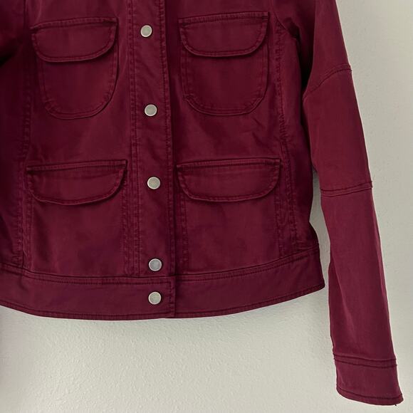 Sanctuary moto utility lightweight maroon jacket pockets bikercore biker S - Picture 4 of 11